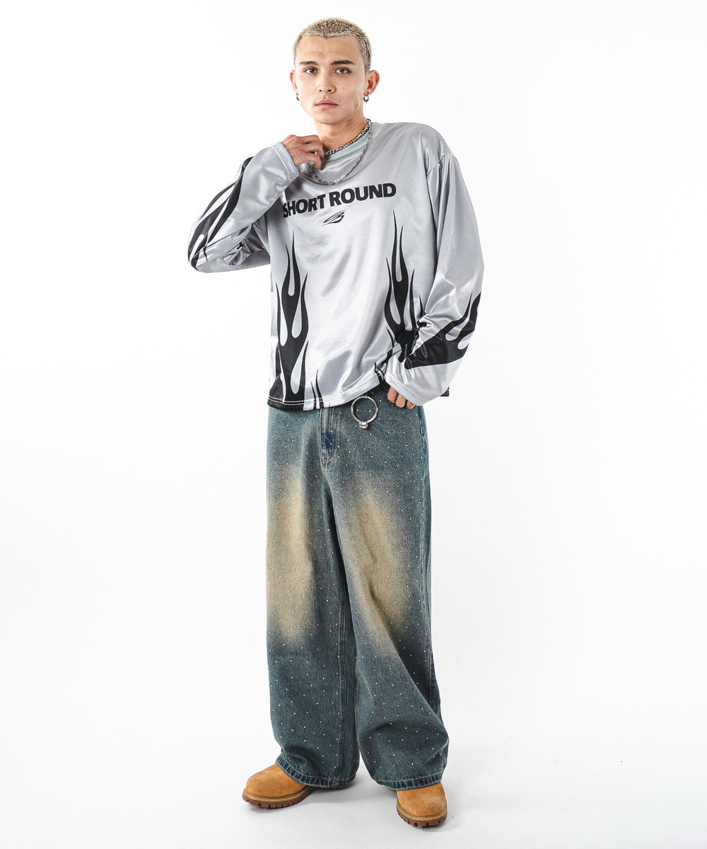 デニム中濃加工 モデル：180cm L着用