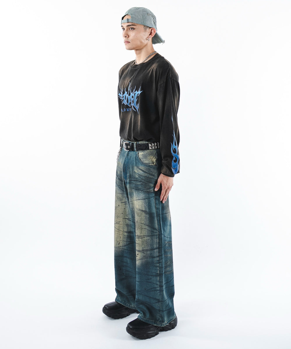 デニム中濃加工 モデル：180cm L着用