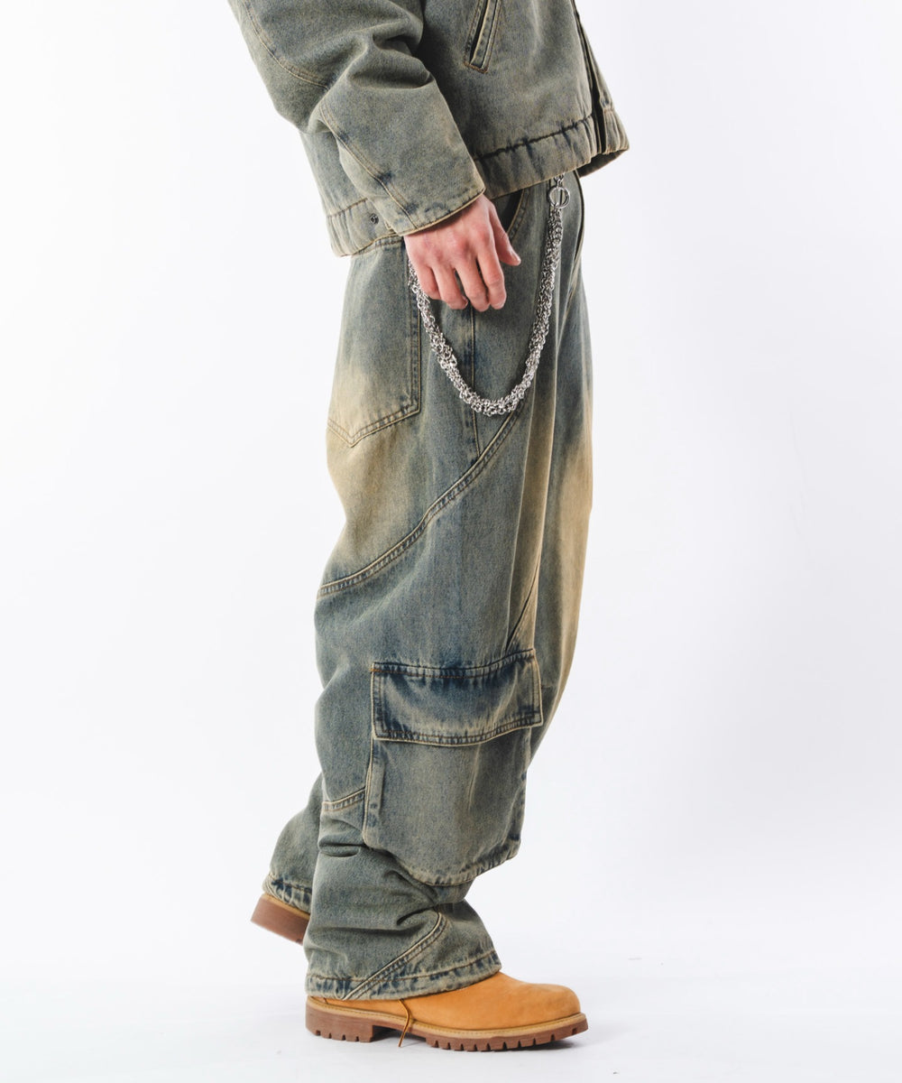 デニム淡加工 モデル：180cm L着用