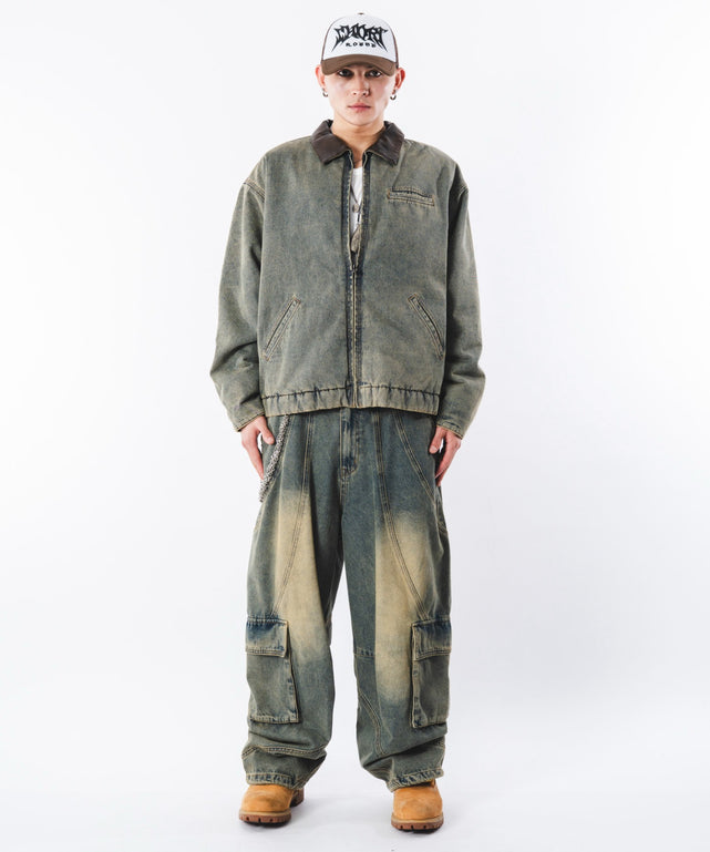 デニム淡加工 モデル：180cm L着用