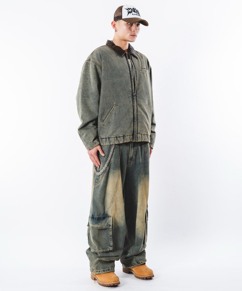 デニム淡加工 モデル：180cm L着用