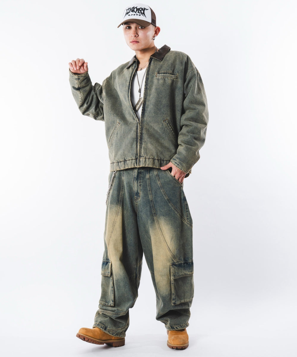 デニム淡加工 モデル：180cm L着用