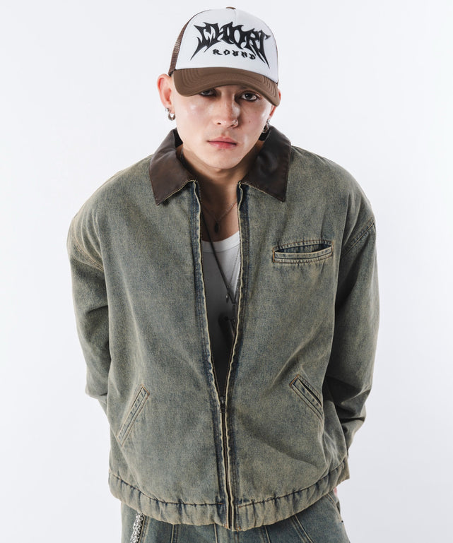 デニム淡加工 モデル：180cm L着用