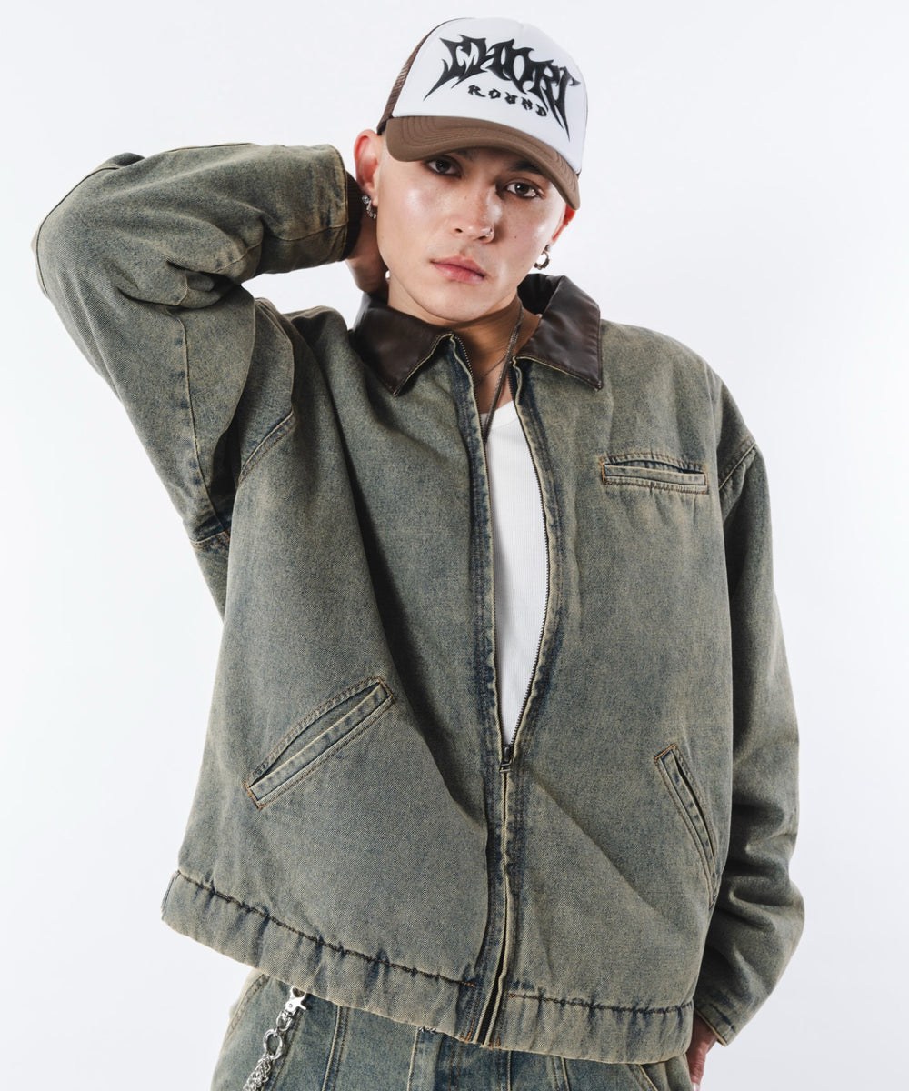 デニム淡加工 モデル：180cm L着用