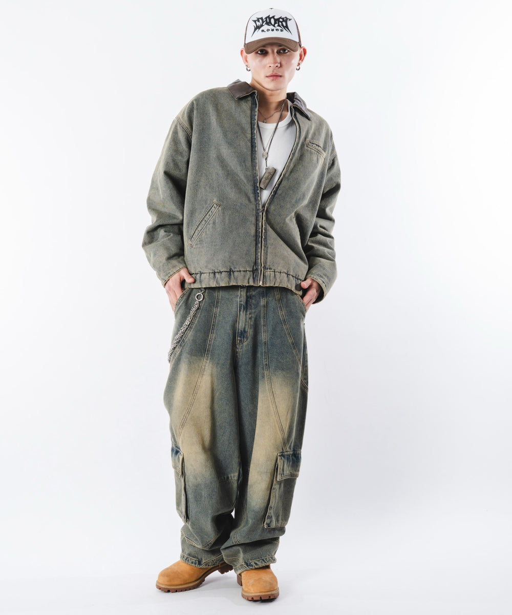 デニム淡加工 モデル：180cm L着用
