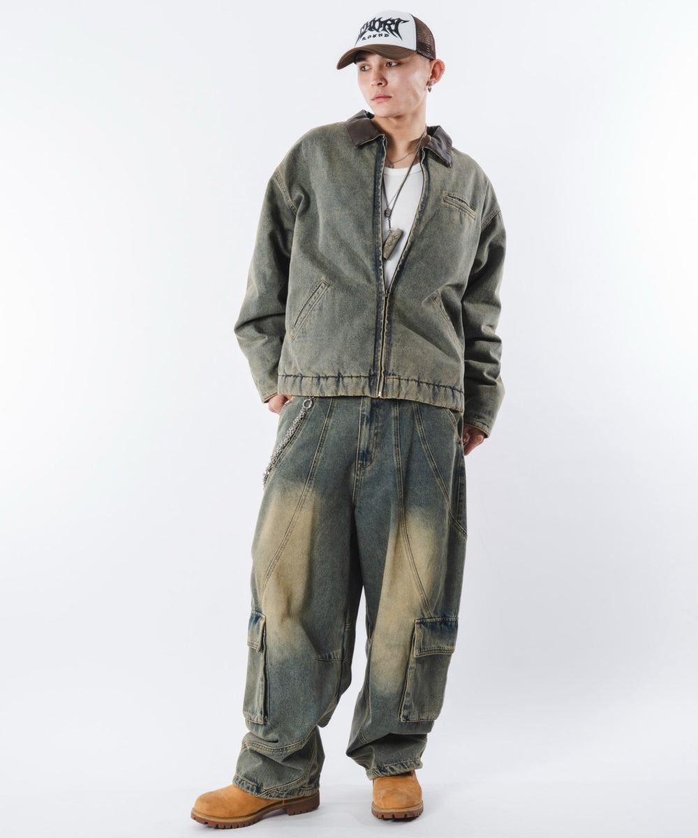 デニム淡加工 モデル：180cm L着用