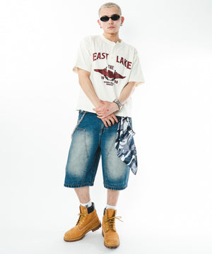 デニム中濃加工 モデル：180cm M着用