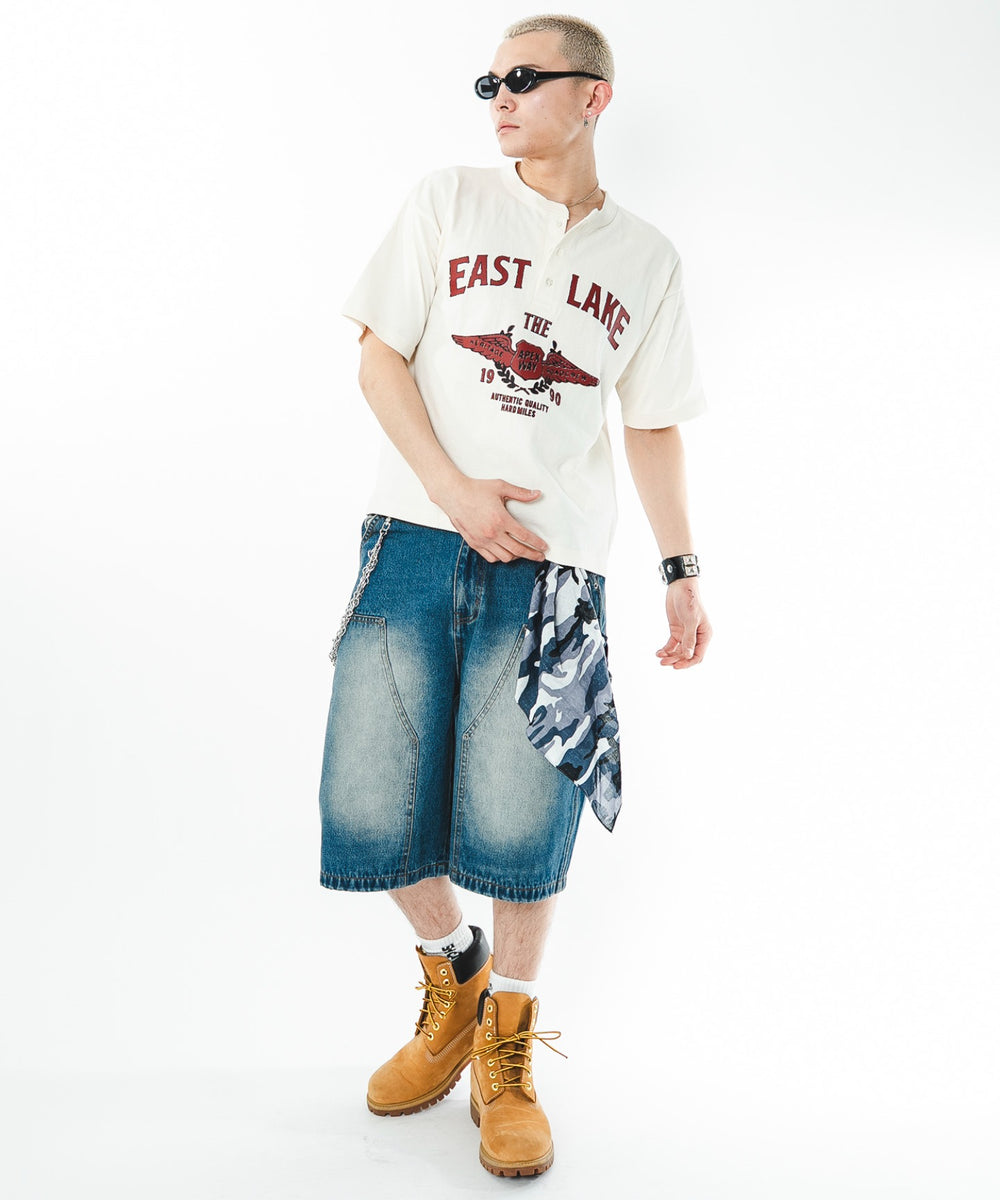 デニム中濃加工 モデル：180cm M着用