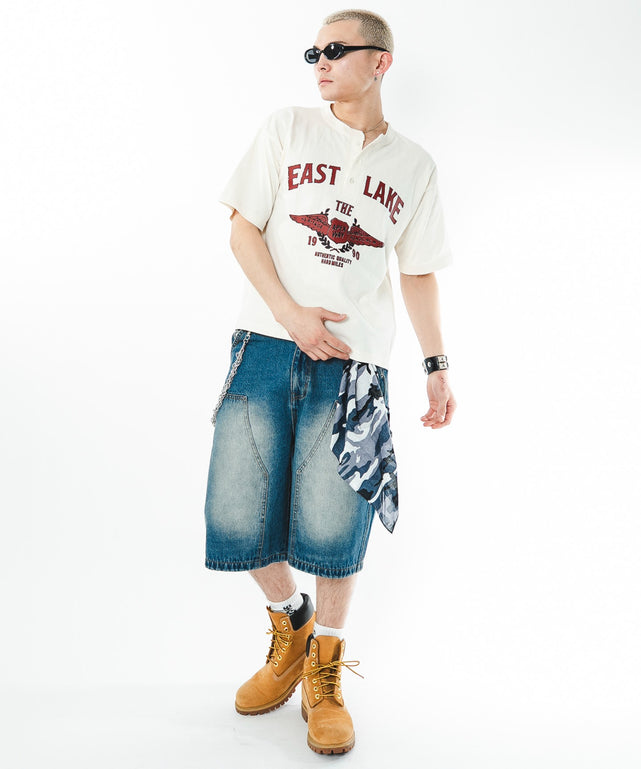 デニム中濃加工 モデル：180cm M着用