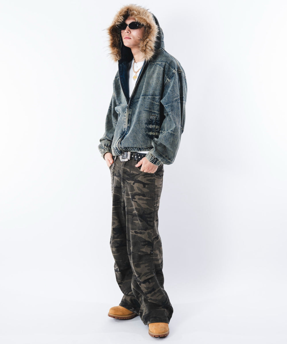デニム淡加工 モデル：180cm L着用
