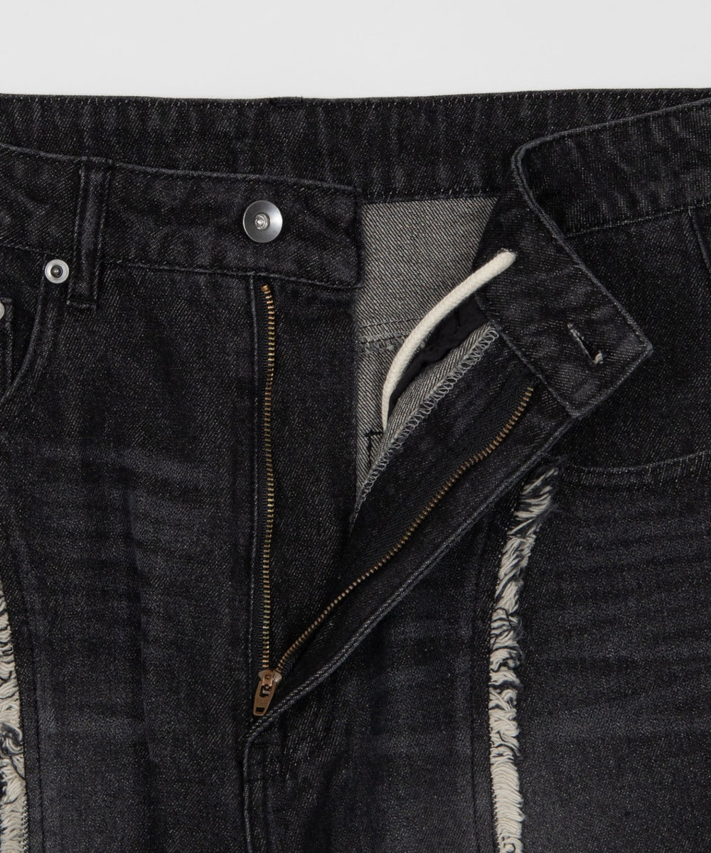 フリンジフレアデニムパンツ