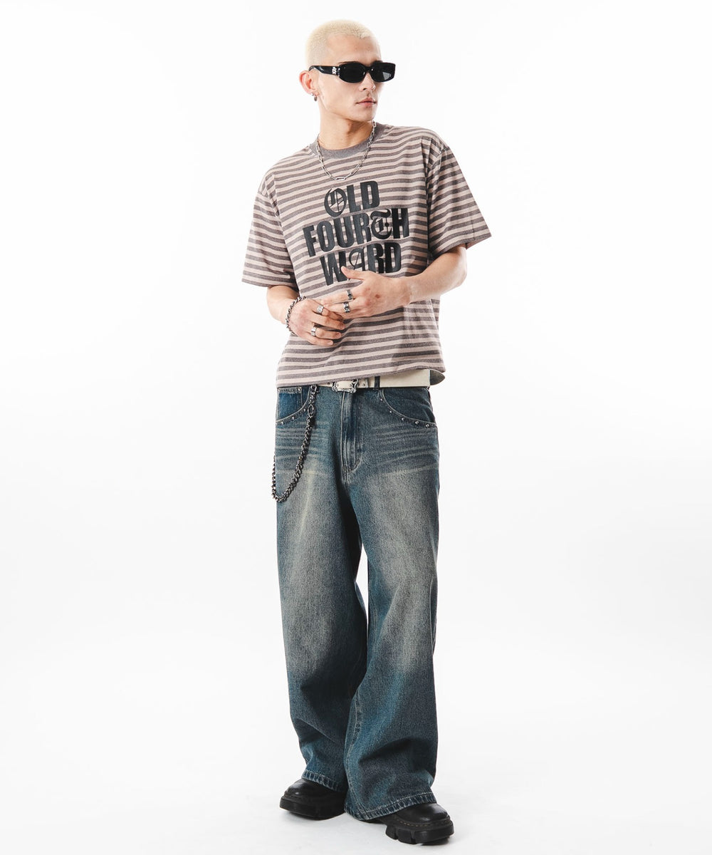 デニム中濃加工 モデル：180cm L着用