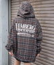 チェックグラフィックZIPパーカー（LS）/ブラウンチェック　モデル：159cm L着用