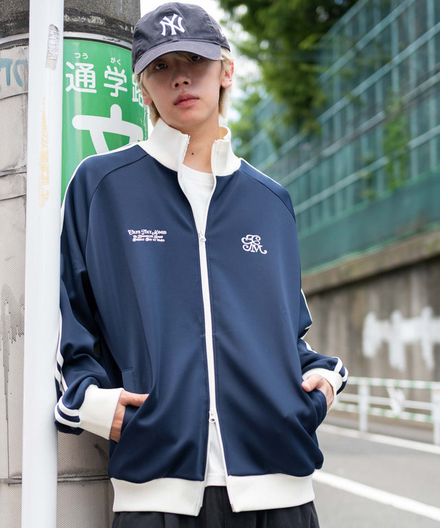ラグランライントラックジャケット/ネイビー モデル：175cm L着用