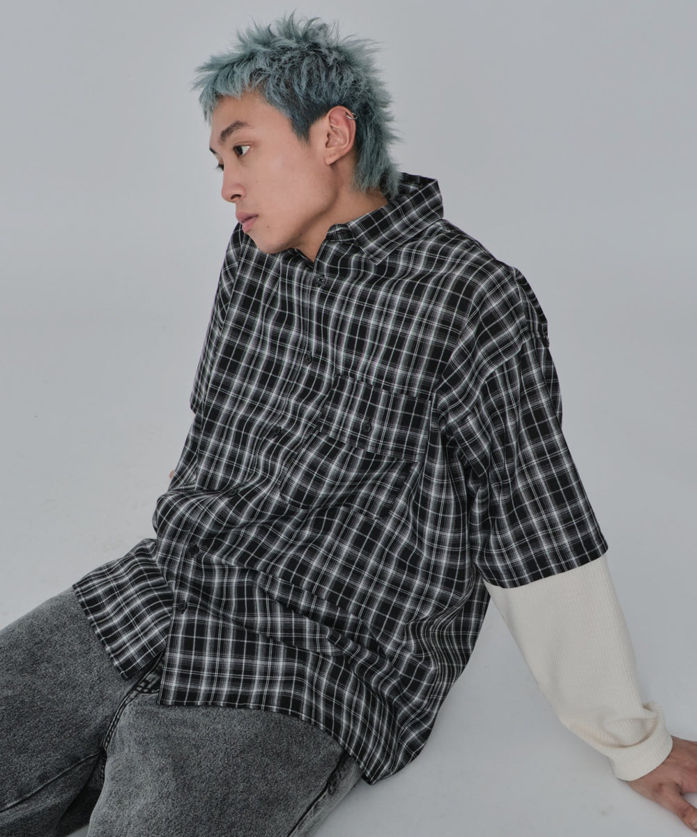 ブラックチェック1 モデル：178cm L着用