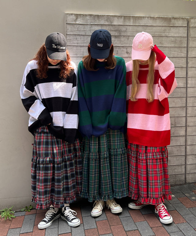 チェックティアードロングスカート