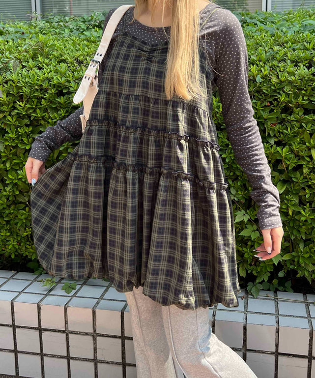 バルーンミニキャミワンピース/グリーン モデル：160㎝ F着用