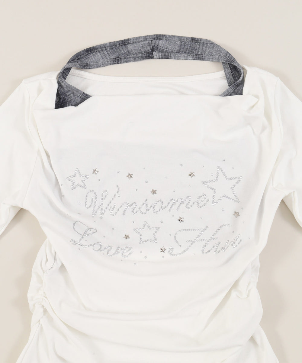 スタッズロゴタンクドッキング長袖トップス