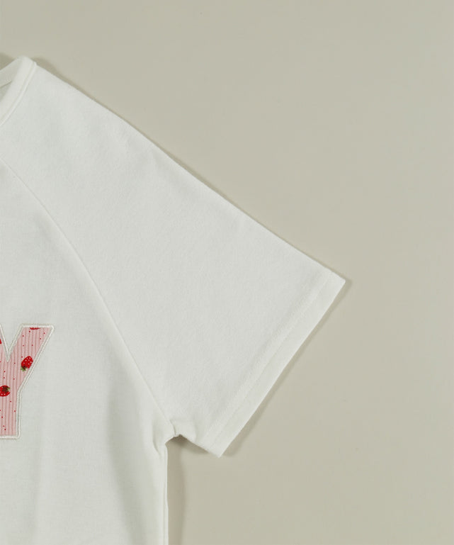 アソートボタンパッチワークロゴTシャツ