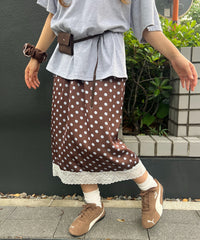 ドットサテンスカート