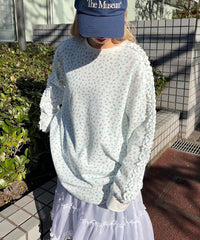 フリルラインフラワーワッフルロンT