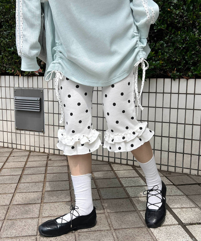 レースラインスウェットカプリパンツ/ホワイト モデル：160㎝ F着用
