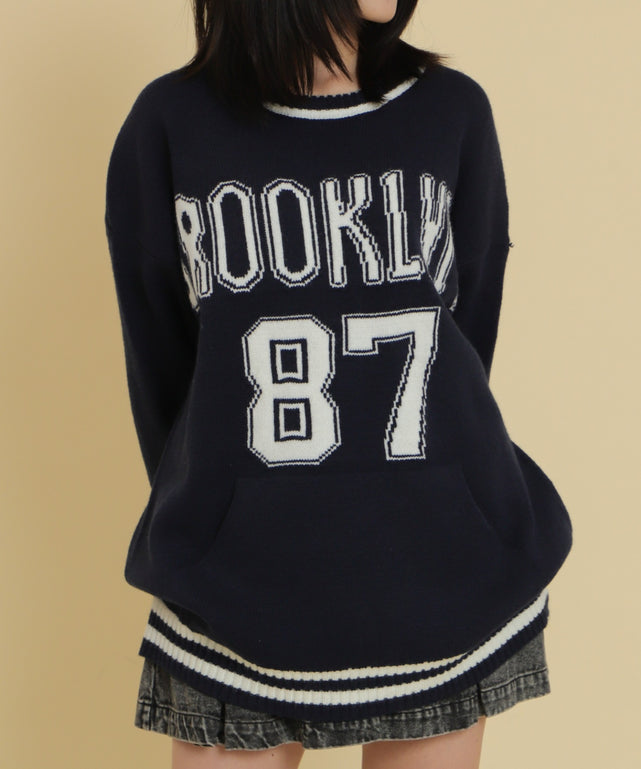 BLOOKLINニット/ネイビー モデル：147cm F着用