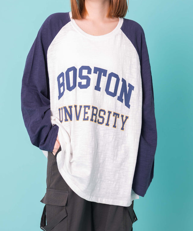 BOSTONロゴロンT/ネイビー　モデル:155cm F着用