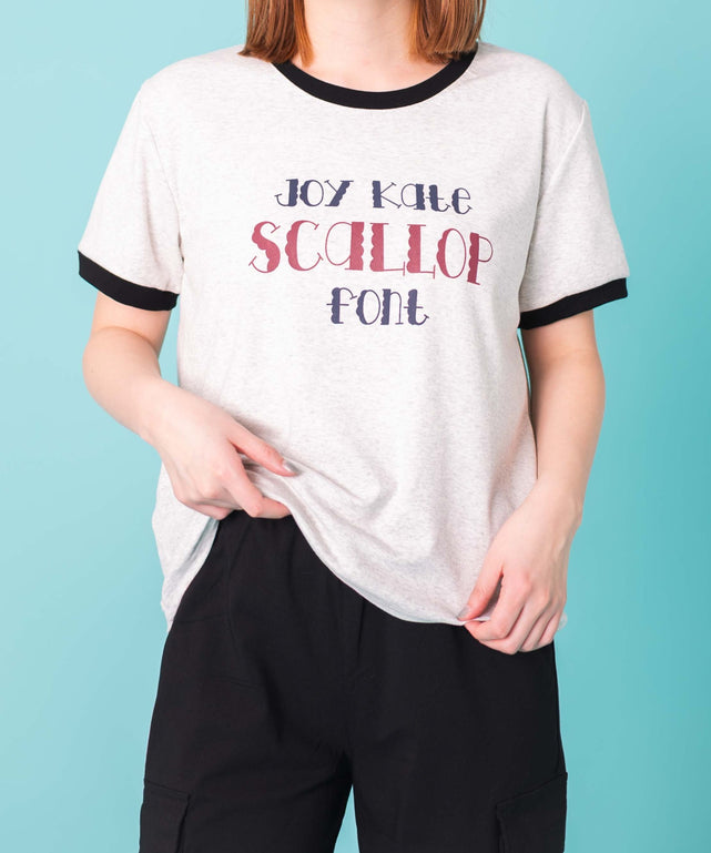 ロゴリンガーTシャツ/杢グレー モデル:155cm F着用