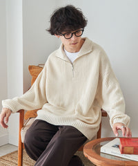 ルーズフィットハーフZIPプルオーバー