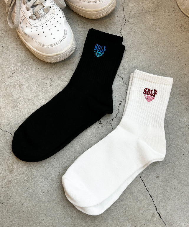 ハートロゴ刺繍ソックス(23-25cm)