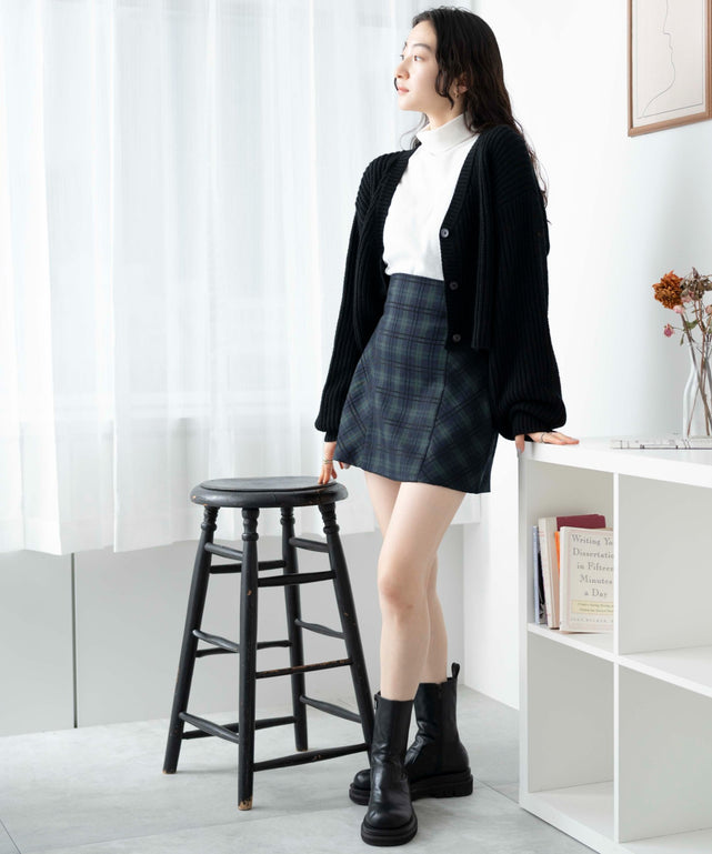 グリーン系チェック　モデル:163cm F着用
