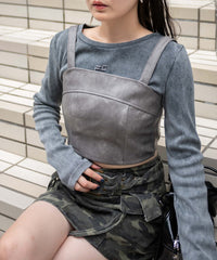 合皮ビスチェ
