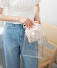 巾着付きクリアショルダー/サテン×ビジュー(ホワイトその他)
