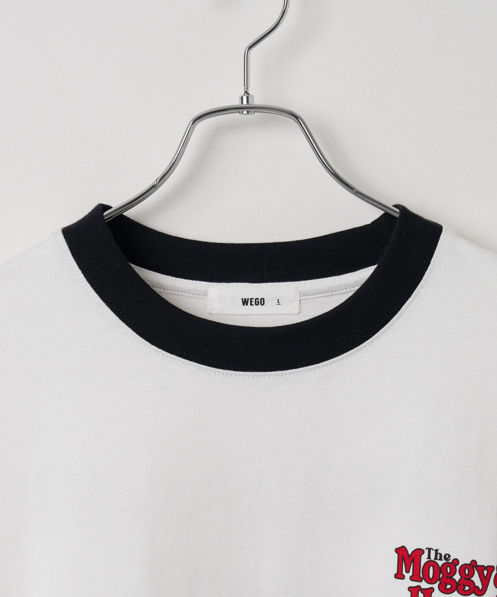 モチーフ刺繍リンガーT