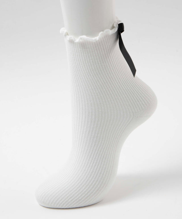 バックリボンクルーソックス(23-25cm)