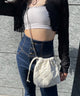 巾着チェーンショルダー/キルティングホワイト(柄8)