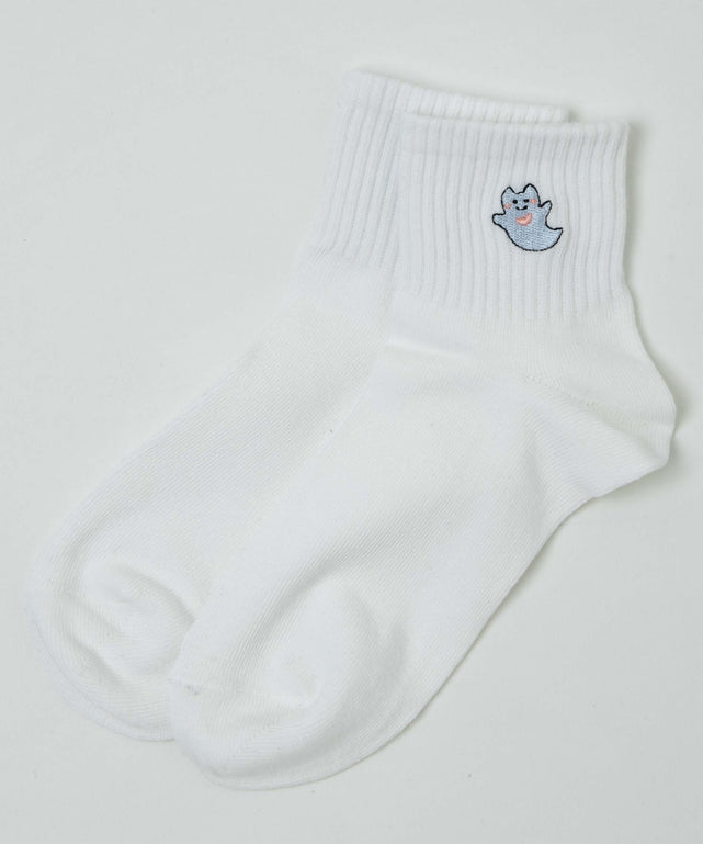 アニマル刺繍アンクル底パイルソックス(23-25cm)