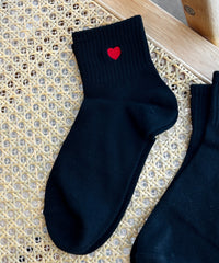 モチーフ刺繍アンクル底パイルソックス(23-25cm)