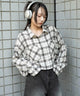 チェックショートネルシャツ/ホワイトアイボリー　モデル：159cm F着用