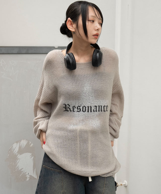 モヘアタッチスターBIGニット/グレー　モデル：159cm F着用