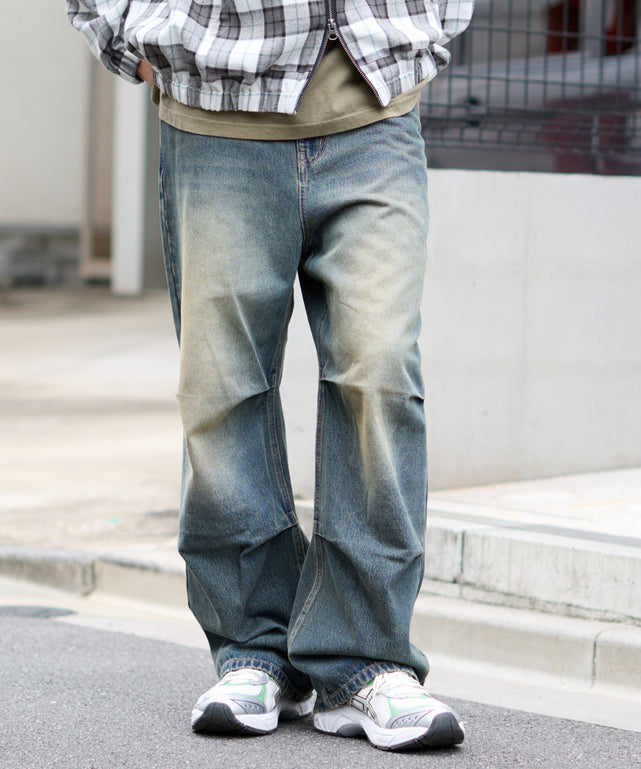 パラシュートデニムパンツ/デニム中濃加工 モデル：180cm L着用