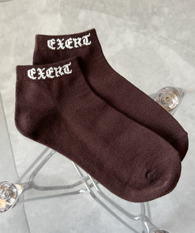 exertロゴショートソックス(23-25cm)/ブラウン