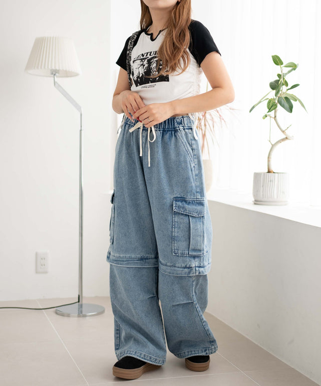 デニム淡加工 モデル：155cm F着用