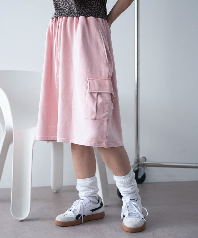 スウェットカーゴハーフパンツ/ピンク モデル：160cm F着用