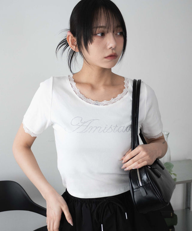 ロゴレースちびT/ホワイト モデル：159cm F着用