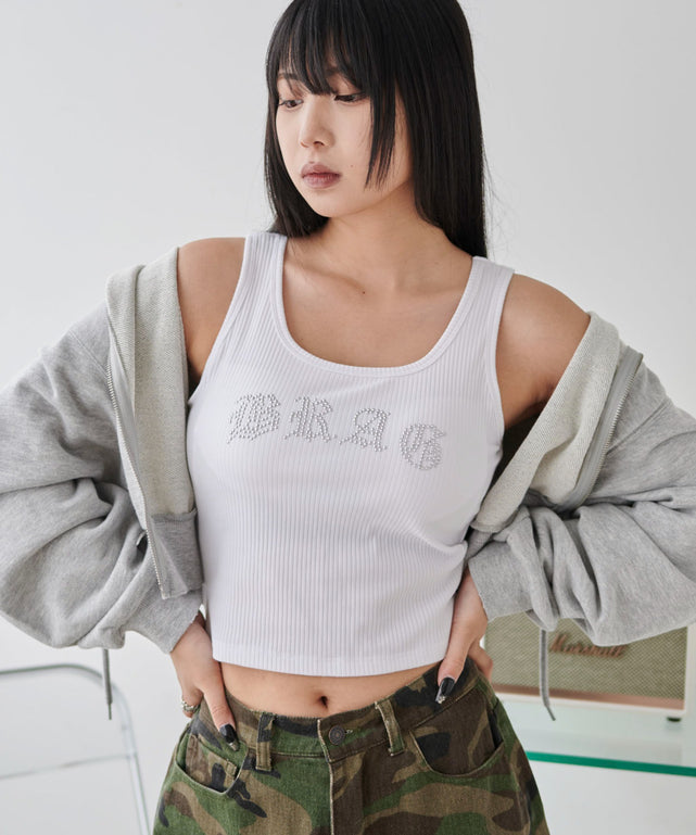 ロゴスタッズカップインタンク/ホワイト モデル：160cm F着用
