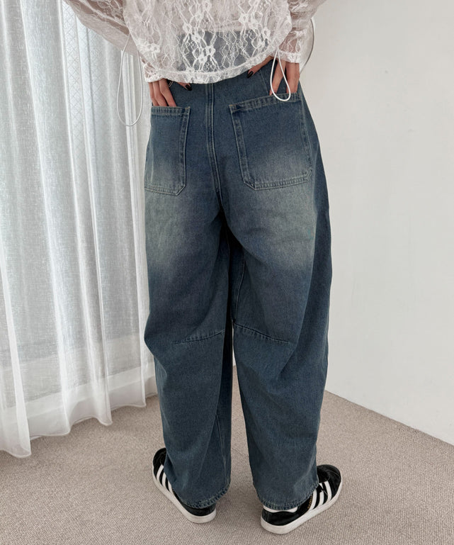デニム中濃加工 モデル：158cm M着用