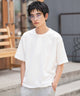 リラックスフィットヘンリーネックT（SS）/ホワイト　モデル：180㎝　L着用