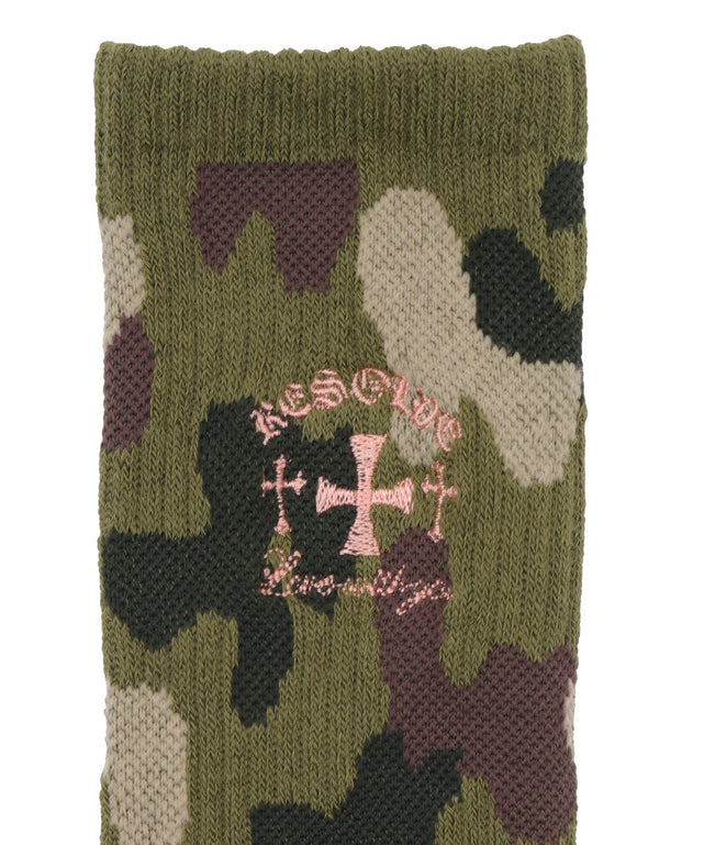 バック刺繍底パイルクルーソックス(23-25cm)